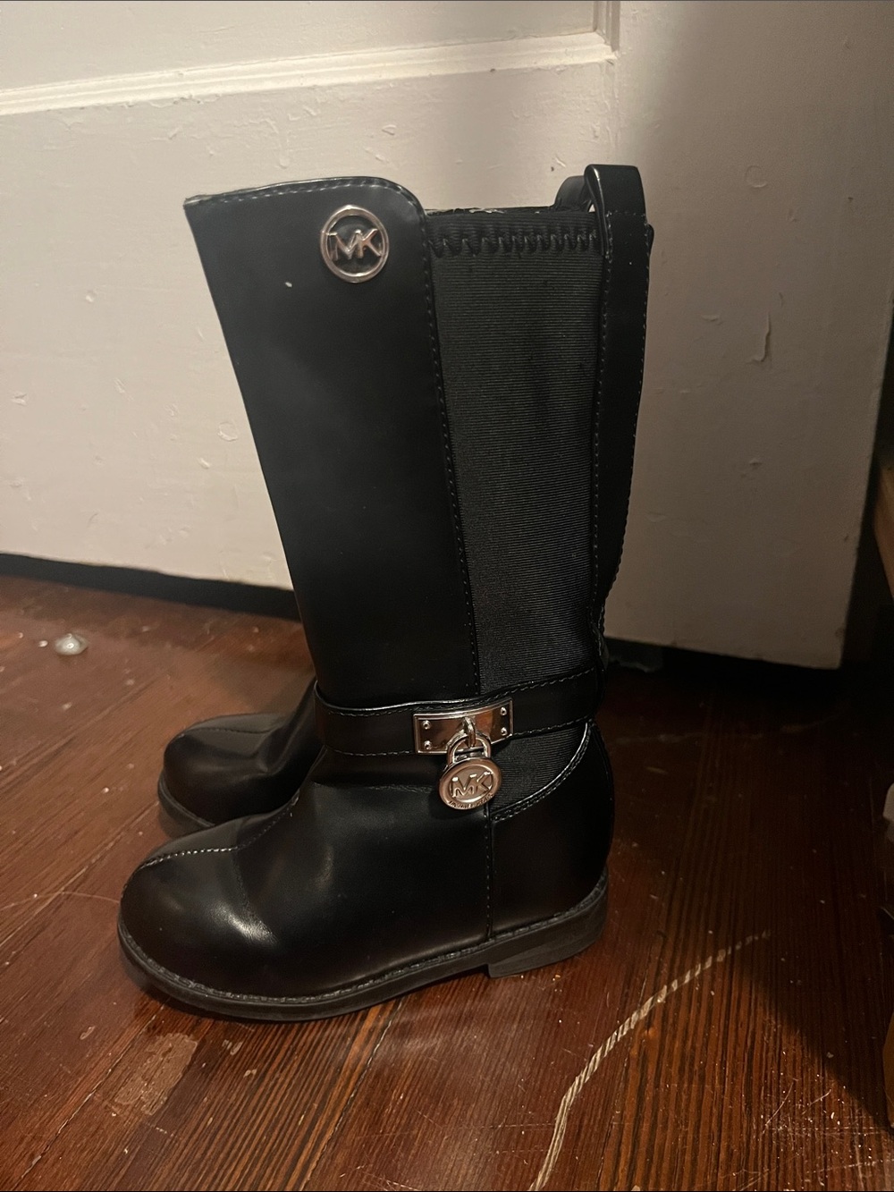 Michael Kors Girls' MK Logo Charm Knee-High Riding Boots